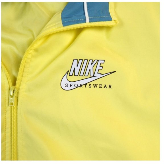 Nike Jacket Womens Large‎ Yellow Heritage Woven Polyester Colorblock Vintage - Picture 3 of 10